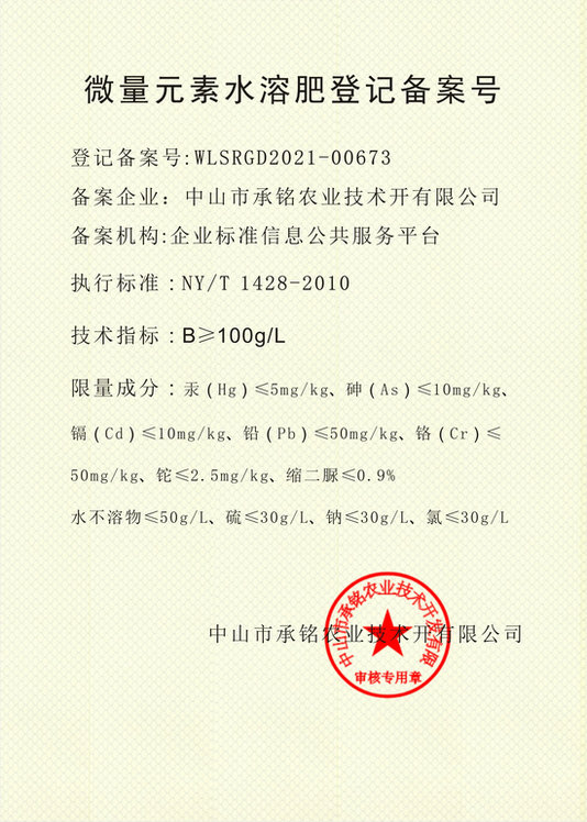 微量元素备案号2